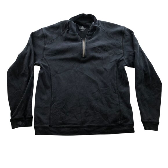 Disney Mens Sweatshirt Large Quarter Zip Pullover Casual Black Classic High Neck - Picture 1 of 8